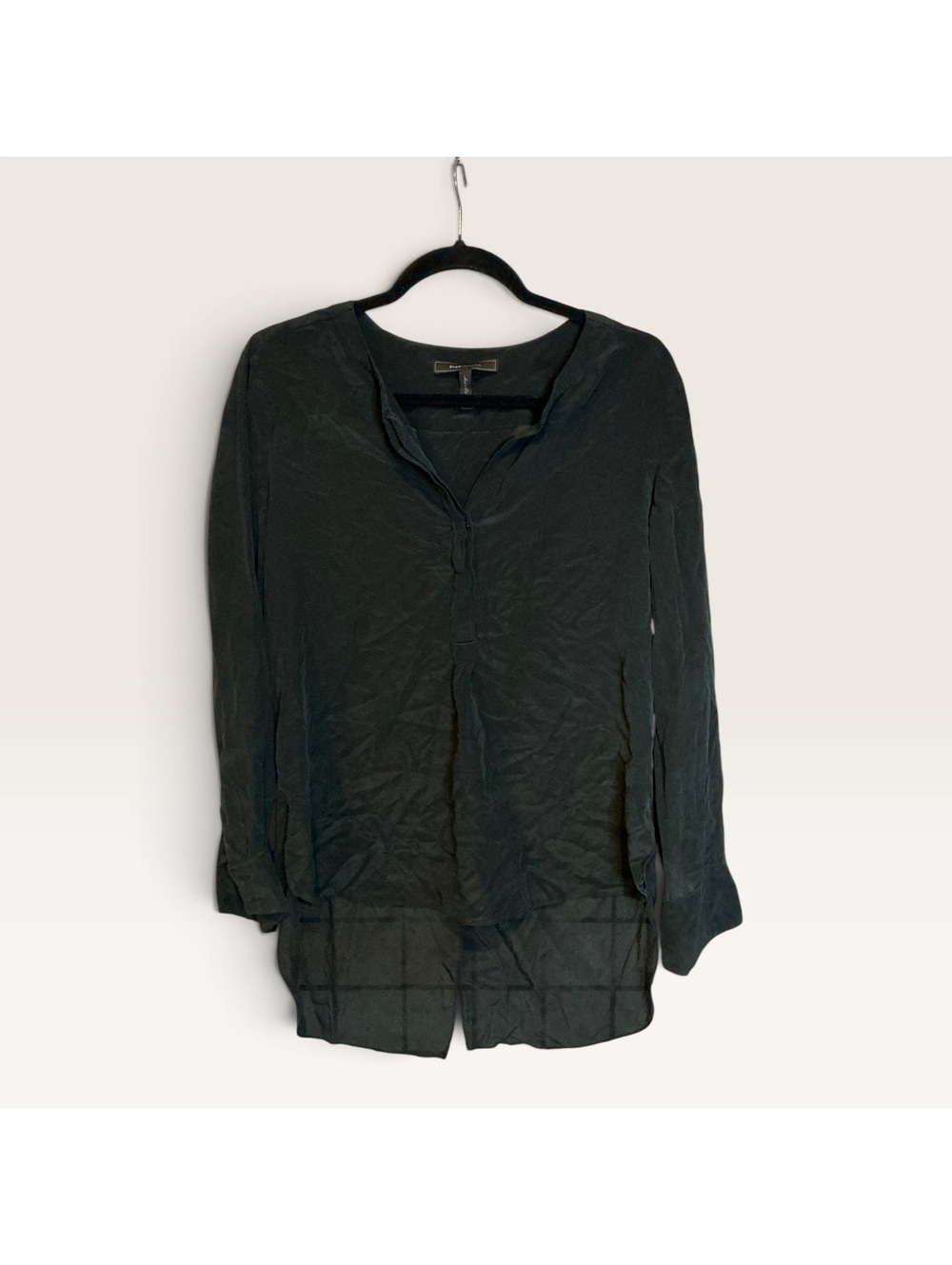 BCBGMAXAZRIA Black Long Sleeve Blouse with Split Back